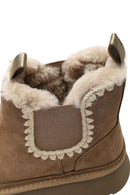 Kadın Vizon Kalın Tabanlı Desenli Süet Deri Teddy Bot | Derimod