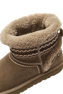 Kadın Bej Desenli Kürk Detaylı Süet Deri Teddy Bot | Derimod