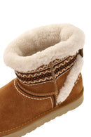 Kadın Camel Desenli Kürk Detaylı Süet Deri Teddy Bot | Derimod