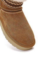 Kadın Camel Desenli Kürk Detaylı Süet Deri Teddy Bot | Derimod