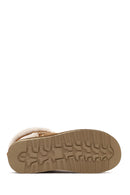 Kadın Camel Desenli Kürk Detaylı Süet Deri Teddy Bot | Derimod