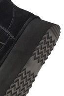 Kadın Siyah Kalın Tabanlı Süet Deri Teddy Bot | Derimod