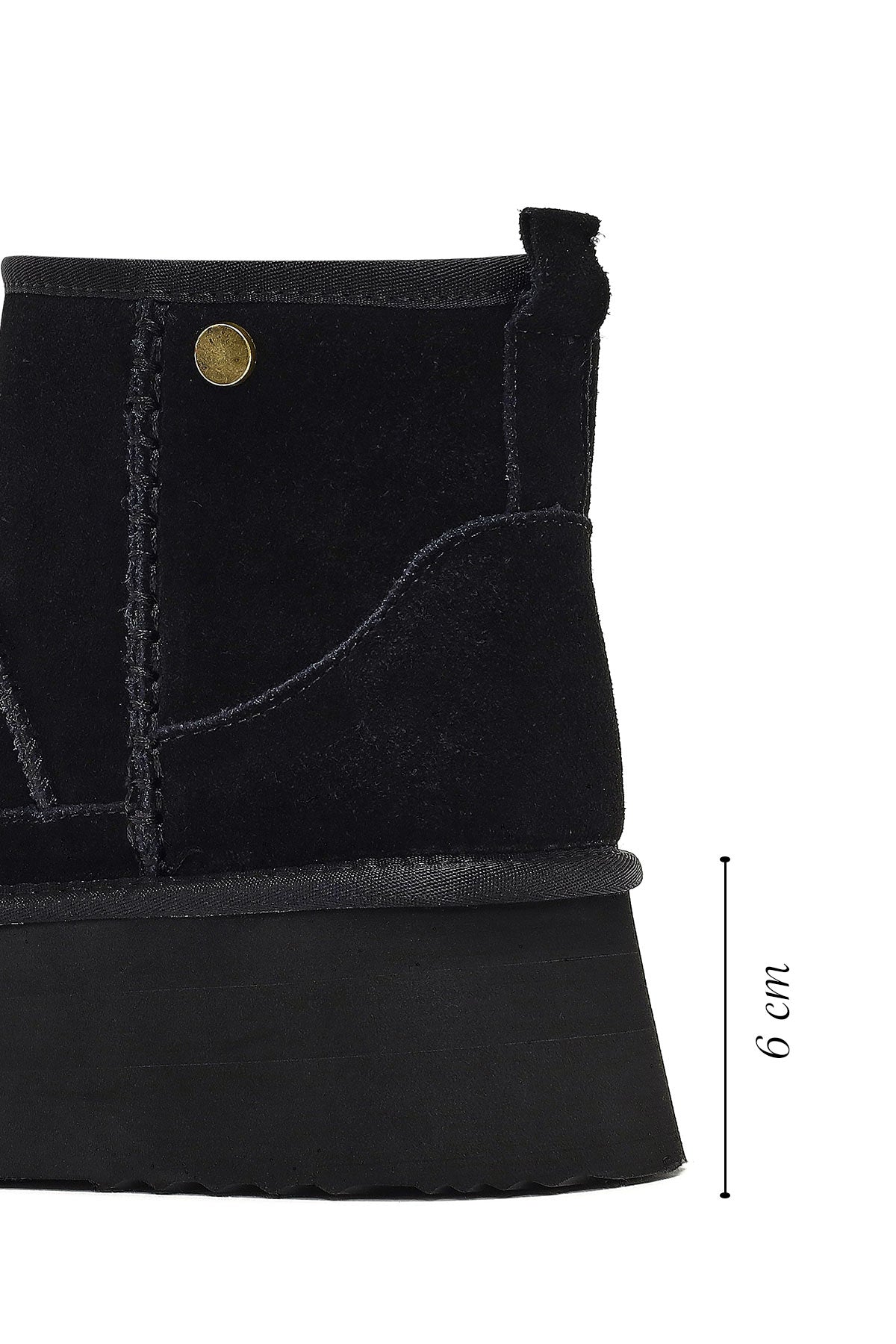 Kadın Siyah Kalın Tabanlı Süet Deri Teddy Bot