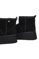 Kadın Siyah Kalın Tabanlı Süet Deri Teddy Bot | Derimod