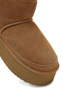 Kadın Camel Kalın Tabanlı Süet Deri Teddy Bot | Derimod