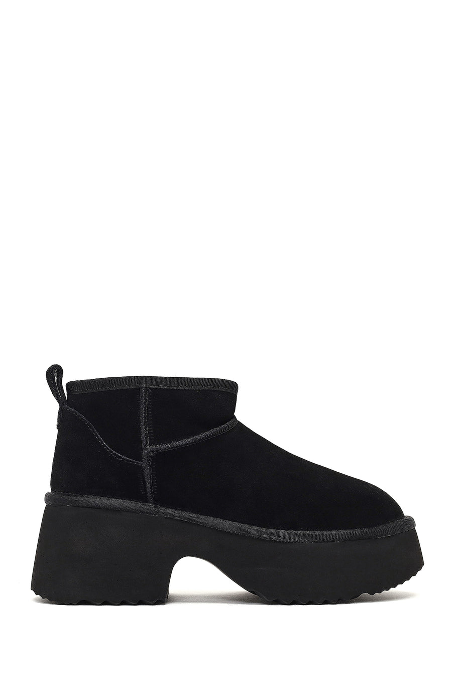 Women's Black Thick-Soled Suede Leather Teddy Boot 25WFD492910 | Derimod