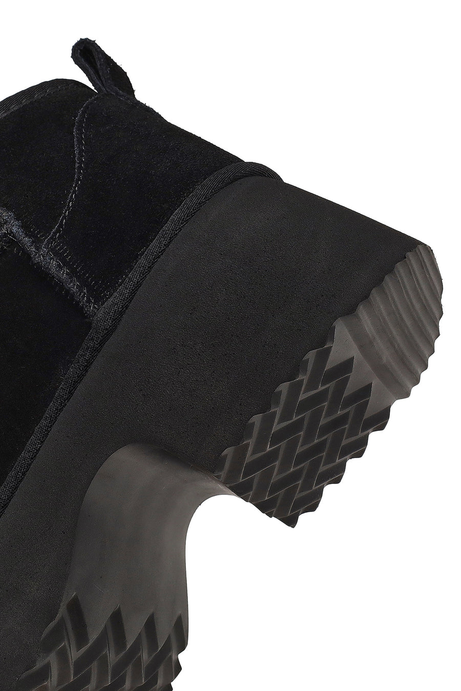 Women's Black Thick-Soled Suede Leather Teddy Boot