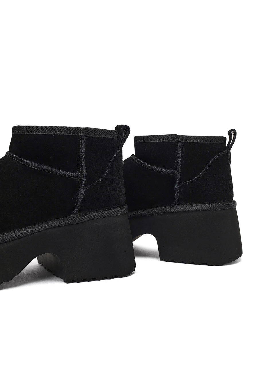 Women's Black Thick-Soled Suede Leather Teddy Boot