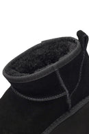 Kadın Siyah Kalın Tabanlı Süet Deri Teddy Bot | Derimod