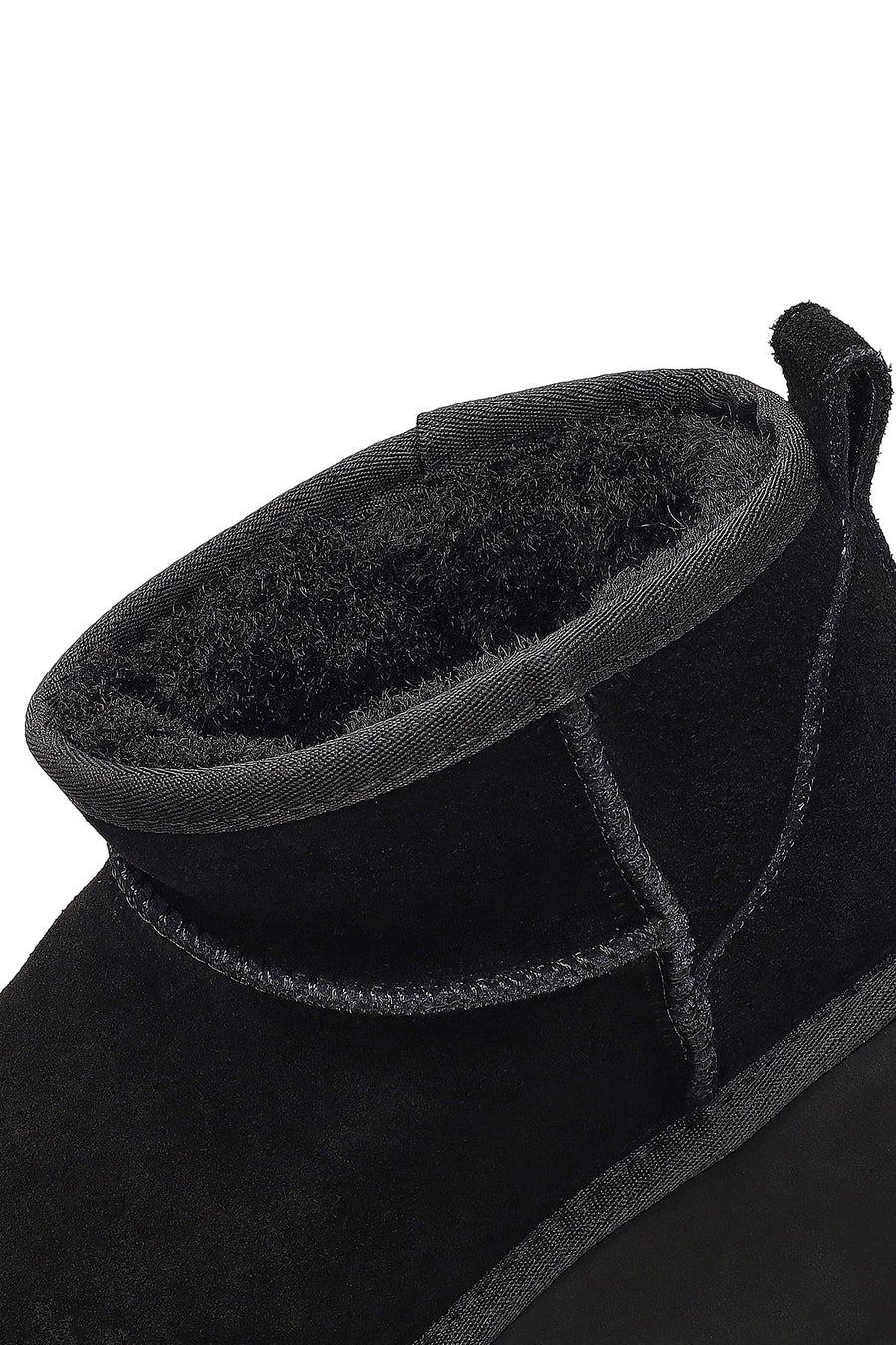 Women's Black Thick-Soled Suede Leather Teddy Boot