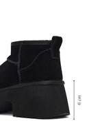 Kadın Siyah Kalın Tabanlı Süet Deri Teddy Bot | Derimod