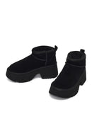 Kadın Siyah Kalın Tabanlı Süet Deri Teddy Bot | Derimod