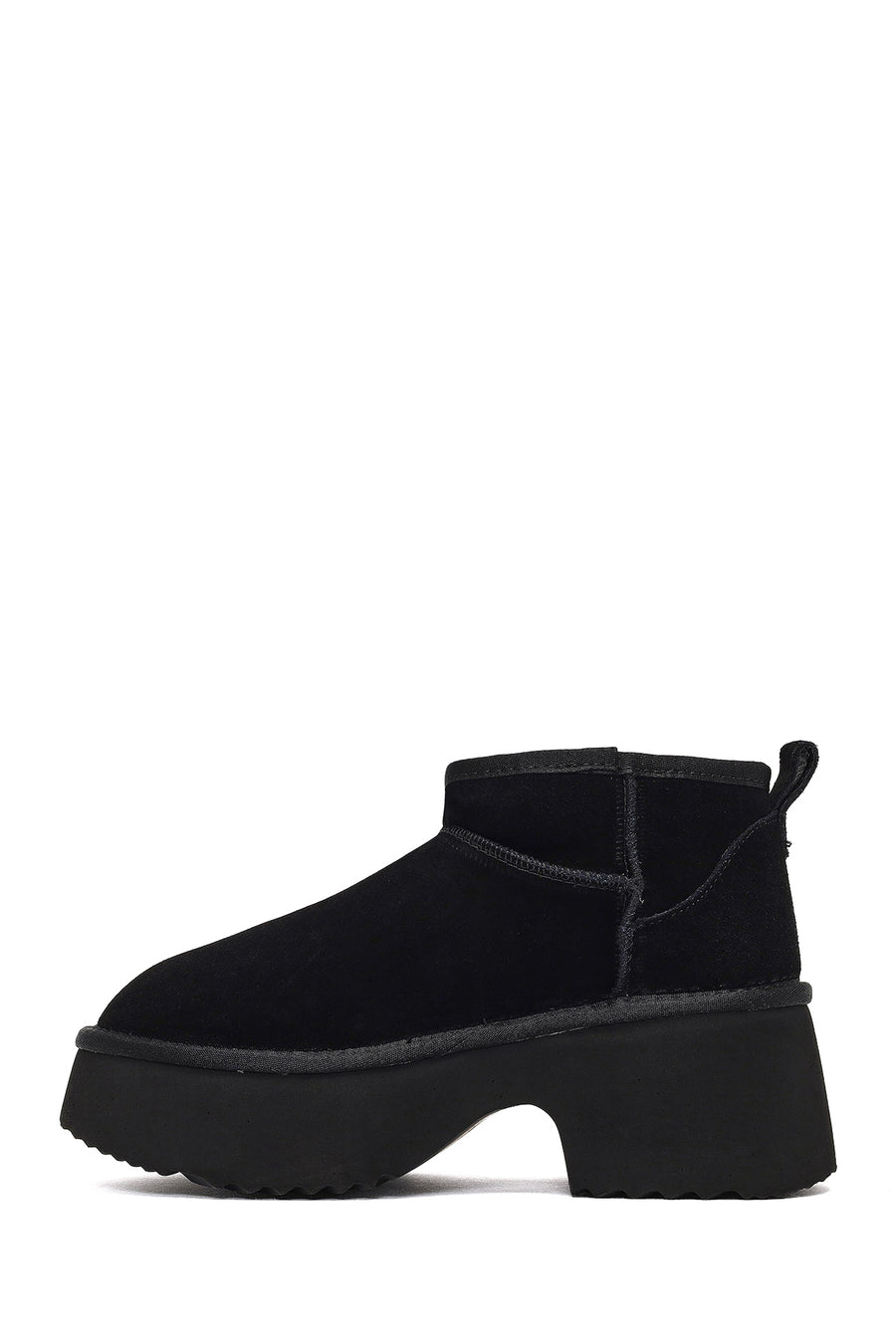 Women's Black Thick-Soled Suede Leather Teddy Boot