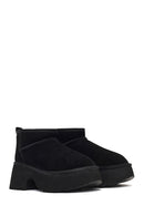 Kadın Siyah Kalın Tabanlı Süet Deri Teddy Bot | Derimod