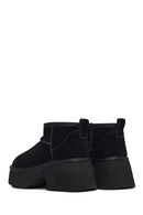 Kadın Siyah Kalın Tabanlı Süet Deri Teddy Bot | Derimod