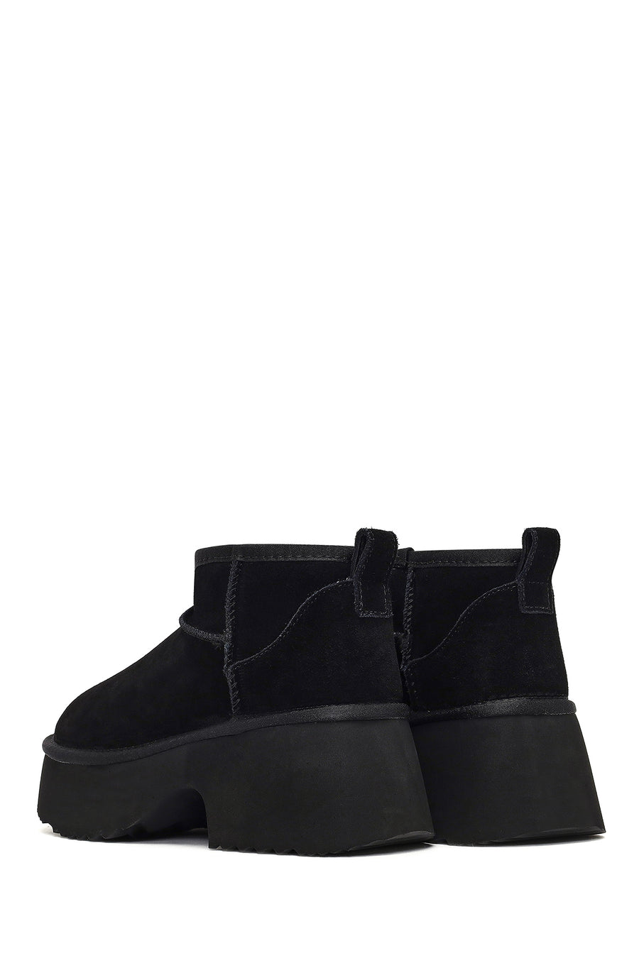 Women's Black Thick-Soled Suede Leather Teddy Boot