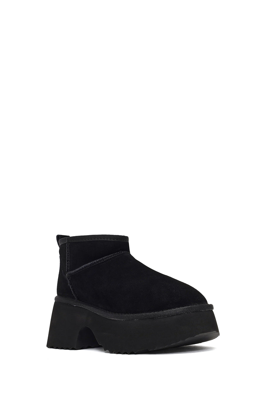 Women's Black Thick-Soled Suede Leather Teddy Boot