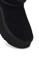 Kadın Siyah Kalın Tabanlı Süet Deri Teddy Bot | Derimod