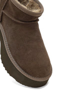 Kadın Vizon Kalın Tabanlı Süet Deri Teddy Bot | Derimod