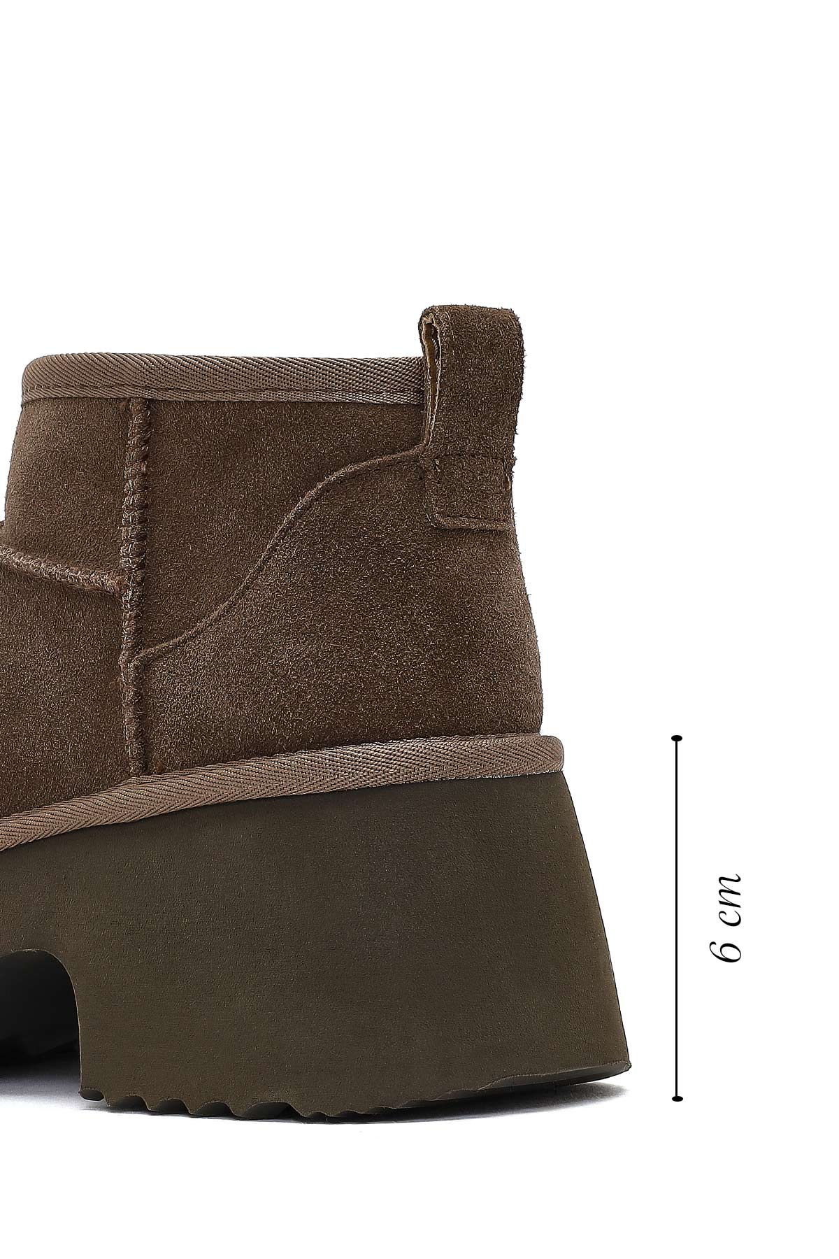 Kadın Vizon Kalın Tabanlı Süet Deri Teddy Bot