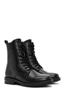 Woman Black Zippered Leather Postal Boots | Derimod