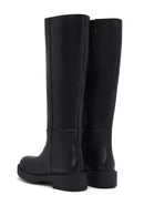 Woman Black Zippered Leather Boot | Derimod