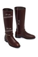 Kadın Kahverengi Aksesuarlı Deri Çizme | Derimod