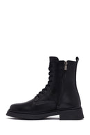 Kadın Siyah Fermuarlı Kalın Tabanlı Deri Postal Bot | Derimod