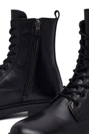 Kadın Siyah Fermuarlı Kalın Tabanlı Deri Postal Bot | Derimod