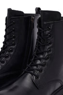 Kadın Siyah Fermuarlı Kalın Tabanlı Deri Postal Bot | Derimod