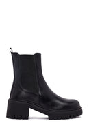 Women's Black Thick Heeled Leather Chelsea Boot | Derimod