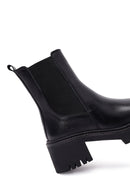Women's Black Thick Heeled Leather Chelsea Boot | Derimod