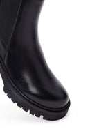 Women's Black Thick Heeled Leather Chelsea Boot | Derimod