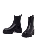 Women's Black Thick Heeled Leather Chelsea Boot | Derimod