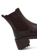 Women's Brown Thick Heeled Leather Chelsea Boot | Derimod