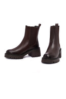 Women's Brown Thick Heeled Leather Chelsea Boot | Derimod