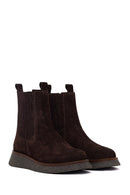 Kadın Kahverengi Kalın Tabanlı Süet Deri Chelsea Bot | Derimod