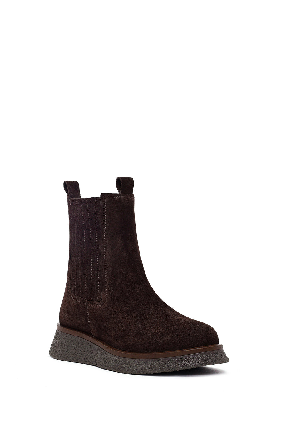 Women's Brown Thick-Soled Suede Leather Chelsea Boot