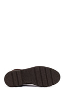 Women's Brown Zippered Thick-Soled Suede Leather Combat Boots | Derimod