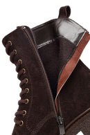 Women's Brown Zippered Thick-Soled Suede Leather Combat Boots | Derimod