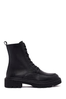 Women's Black Zippered Thick-Soled Leather Ankle Boots | Derimod