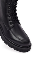 Women's Black Zippered Thick-Soled Leather Ankle Boots | Derimod