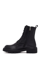 Women's Black Zippered Thick-Soled Leather Ankle Boots | Derimod