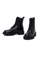 Women's Black Zippered Thick-Soled Leather Ankle Boots | Derimod