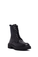 Women's Black Zippered Thick-Soled Leather Ankle Boots | Derimod