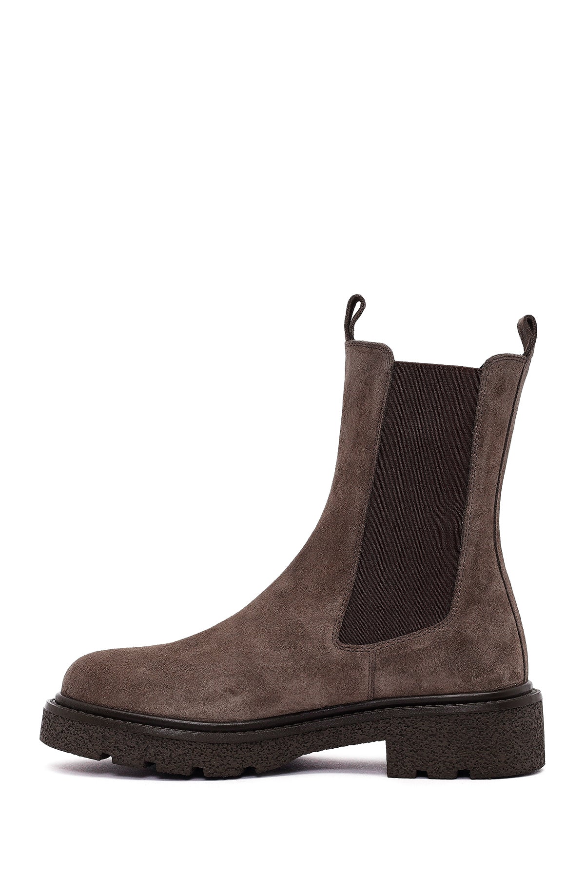 Kadın Vizon Kalın Tabanlı Süet Deri Chelsea Bot