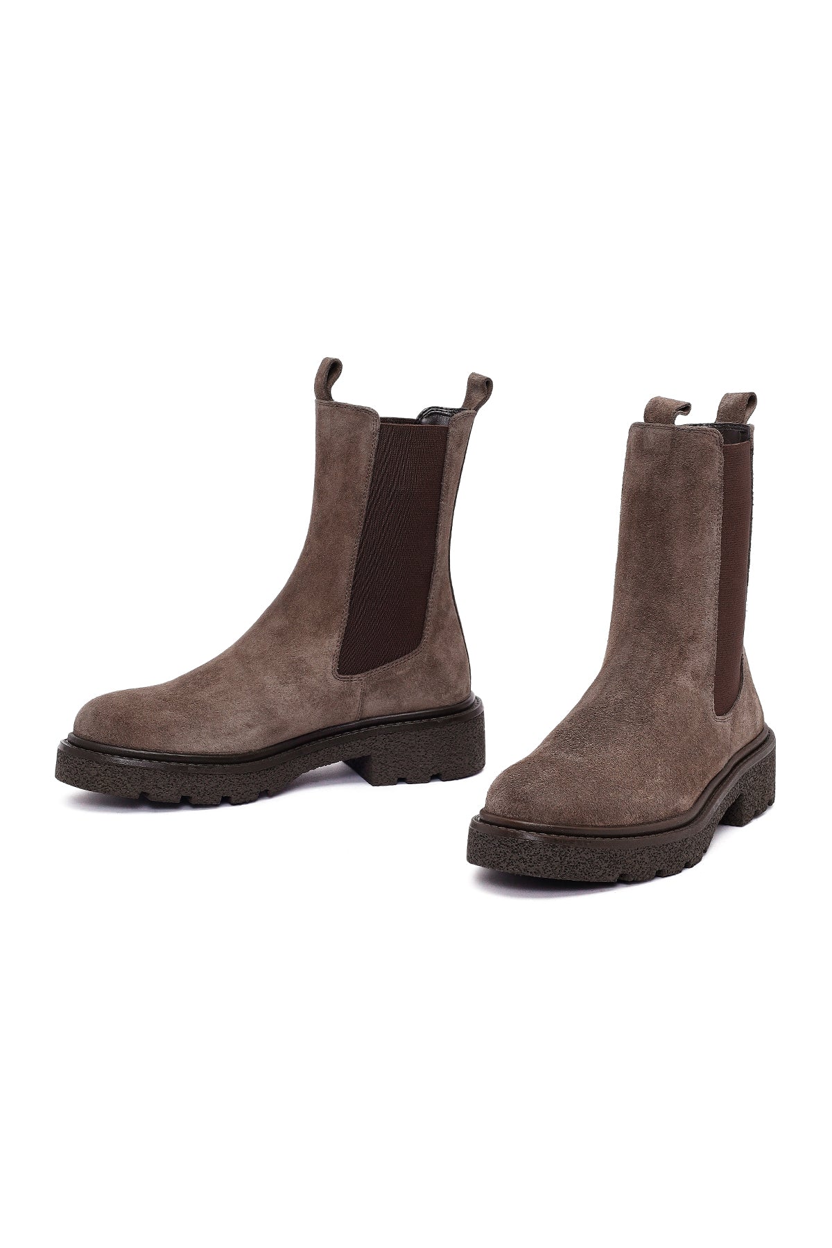 Kadın Vizon Kalın Tabanlı Süet Deri Chelsea Bot