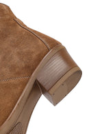 Kadın Camel Kısa Kalın Topuklu Süet Deri Kovboy Bot | Derimod