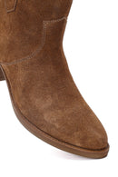 Kadın Camel Kısa Kalın Topuklu Süet Deri Kovboy Bot | Derimod