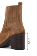 Kadın Taba Fermuarlı Kalın Topuklu Süet Deri Bot | Derimod